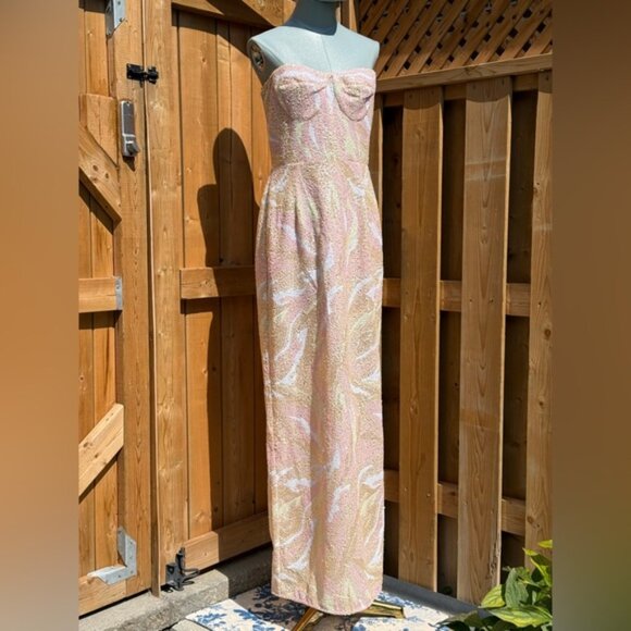 🆕 BRONX & BANCO 🧿 NWOT Dahlia Blush Multi Sequin Maxi Dress - Sz L US 8 - Picture 3 of 15